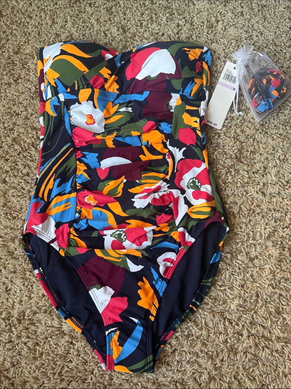 Anne Cole Multicolor Floral One-Piece Swimsuit - Black Base